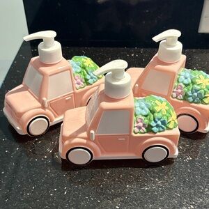 Floral Pink Soap Dispenser set of 3